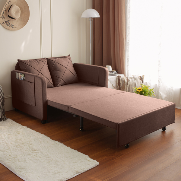 现代2合1沙发床，拉出沙发床，带2个枕头和2个侧面口袋，适用于任何小空间，客厅 卧室-3