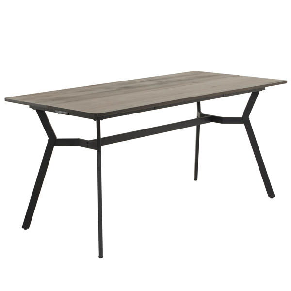  拆装 长方形带斜脚 餐桌 实木 苍灰色 桌面拼接 160*76*76cm N101-1