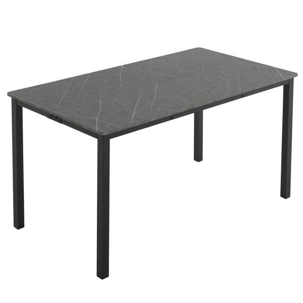  拆装 长方形带直脚 餐桌 MDF 灰色 桌面拼接 PVC大理石面 140*76*76cm N101-1