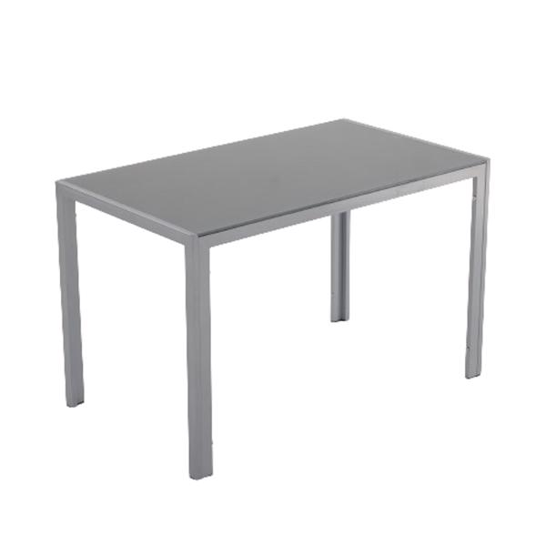  4人座 桌腿框架一体 方形桌腿 餐桌 钢化玻璃不锈钢 灰色 120*70*75cm N101-1