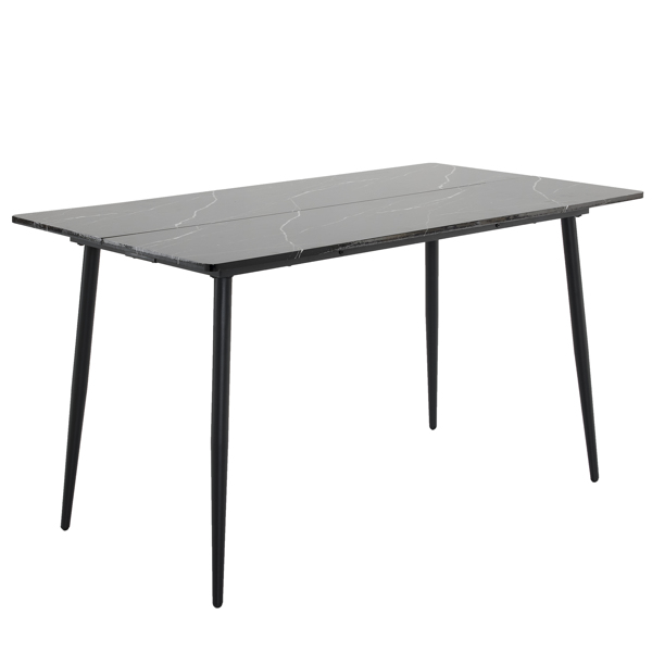  拆装 长方形带圆弧 餐桌 MDF 黑色 PVC大理石面 122*76*76cm N101-2