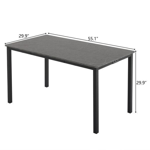  拆装 长方形带直脚 餐桌 MDF 灰色 桌面拼接 PVC大理石面 140*76*76cm N101-2