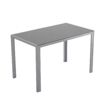  4人座 桌腿框架一体 方形桌腿 餐桌 钢化玻璃不锈钢 灰色 120*70*75cm N101