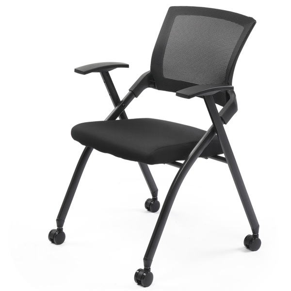 2PCS 整装堆叠 靠背不可调节 黑色 折叠椅 软包折叠椅 56*51*86cm PU 铁-2