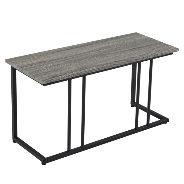 拆装 MDF 黑色铁管 灰色 餐桌椅套装 1桌1长凳2凳 长方形-8