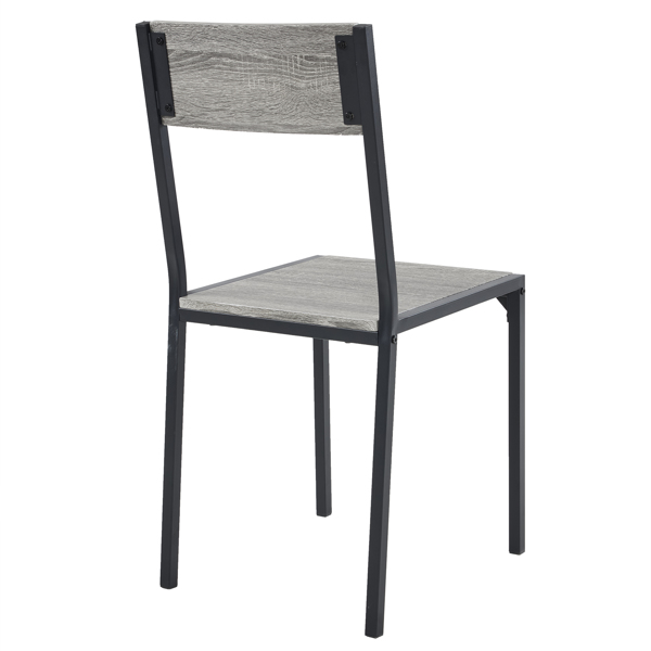 拆装 MDF 黑色铁管 灰色 餐桌椅套装 1桌1长凳2椅 长方形-14