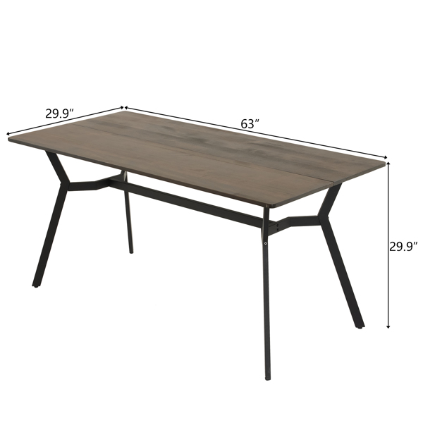  拆装 长方形带斜脚 餐桌 实木 苍灰色 桌面拼接 160*76*76cm N101-7