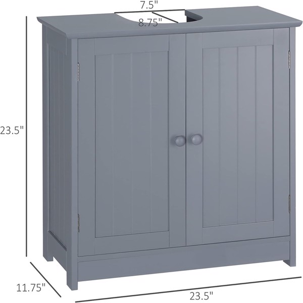 带2门和搁板的浴室柜 -灰色 AS （Swiship-发货）（WalMart禁售）-6