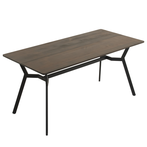  拆装 长方形带斜脚 餐桌 实木 苍灰色 桌面拼接 160*76*76cm N101-9