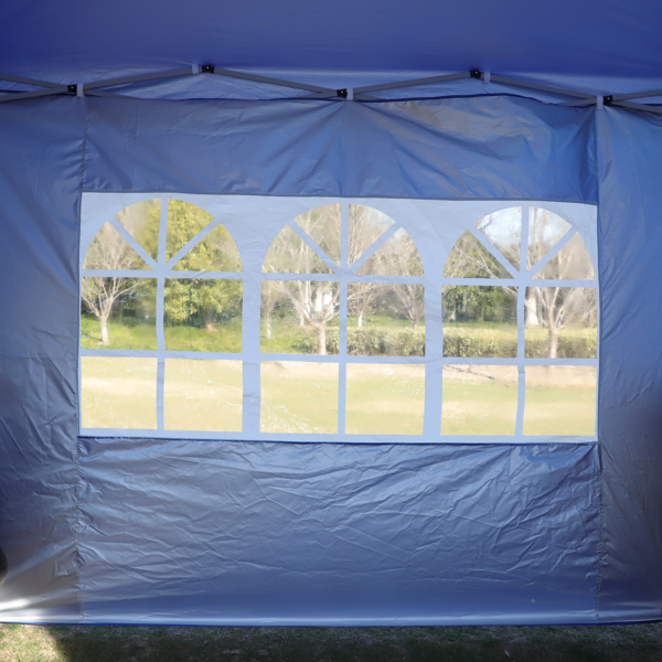 户外10 × 10英尺弹出式凉亭天篷带有可拆卸侧壁和4个沙袋和手提袋，2个带拉链的侧壁，2个带窗户的侧壁（蓝色）【周末无法发货，谨慎下单】-8