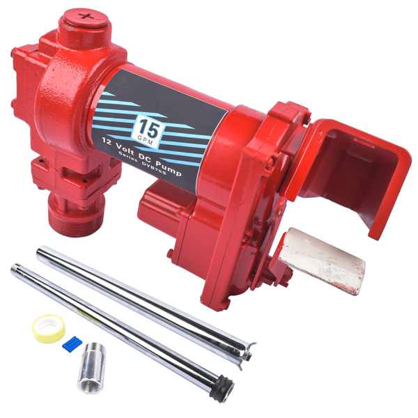油泵 Red 12V DC 15GMP Fuel Transfer Pump Kit for Car Truck Tractor Diesel Gas Gasoline-4