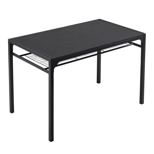 拆装 MDF 黑色铁管 黑色 餐桌椅套装 1桌1长凳2椅 长方形-19