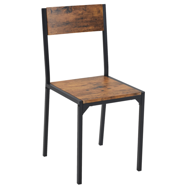 拆装 MDF 黑色铁管 火烧木 餐桌椅套装 1桌1长凳2椅 长方形-2