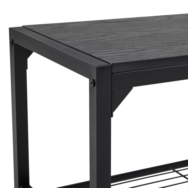 拆装 MDF 黑色铁管 黑色 餐桌椅套装 1桌1长凳2椅 长方形-11