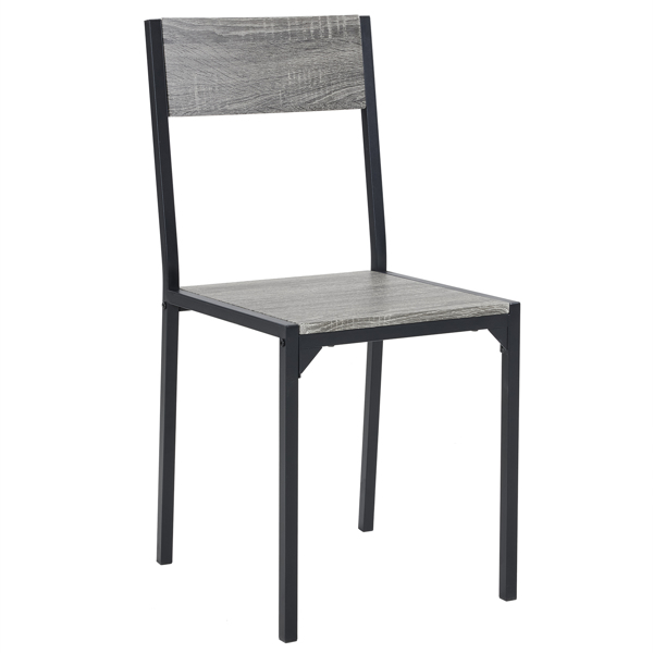 拆装 MDF 黑色铁管 灰色 餐桌椅套装 1桌1长凳2椅 长方形-11