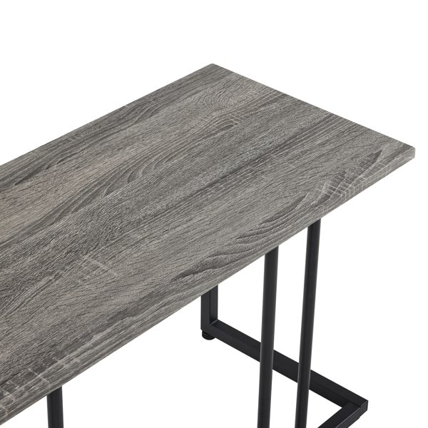 拆装 MDF 黑色铁管 灰色 餐桌椅套装 1桌1长凳2凳 长方形-9