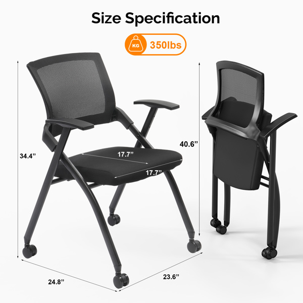 2PCS 整装堆叠 靠背不可调节 黑色 折叠椅 软包折叠椅 56*51*86cm PU 铁-3