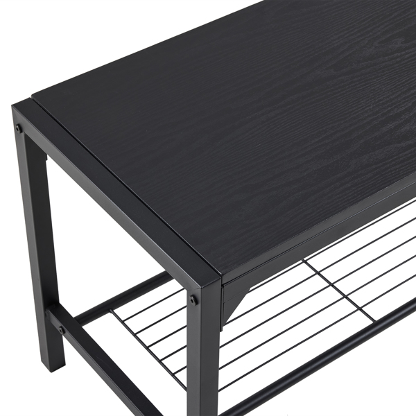 拆装 MDF 黑色铁管 黑色 餐桌椅套装 1桌1长凳2椅 长方形-10