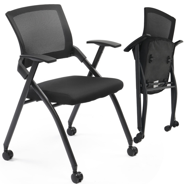 1PCS 整装堆叠 靠背不可调节 黑色 折叠椅 软包折叠椅 56*51*86cm PU 铁-1