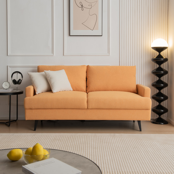 64 英寸 W 布艺软垫双人沙发，带金属腿/高弹性海绵沙发，适用于客厅、卧室、公寓-2