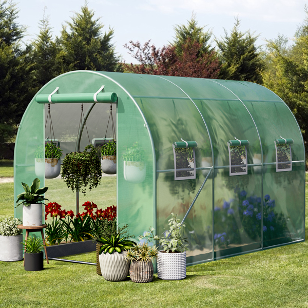户外温室 10x7x7FT 升级版大型温室（适用于绿色花园植物）/ 重型镀锌钢架便携式步入式隧道帐篷-1