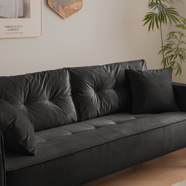 70 英寸天鹅绒沙发豪华现代软垫 3 座沙发，带 2 个枕头，适合客厅、公寓和小空间-8