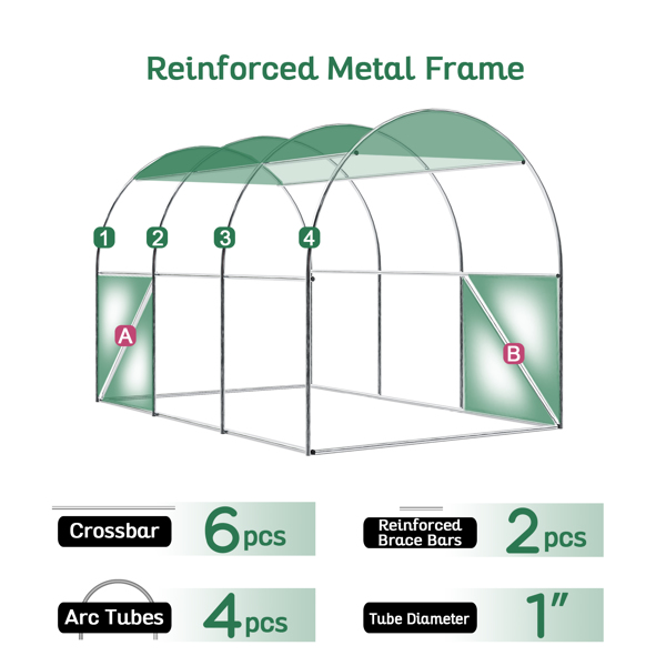 户外温室 10x7x7FT 升级版大型温室（适用于绿色花园植物）/ 重型镀锌钢架便携式步入式隧道帐篷-4