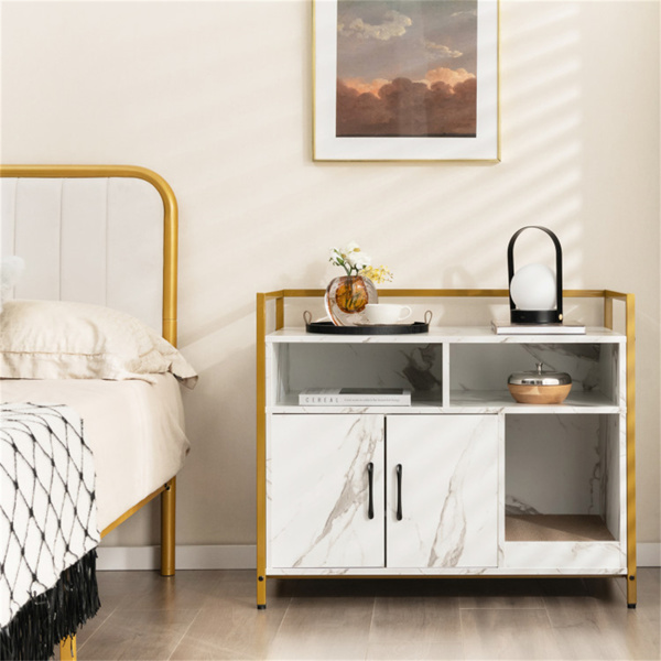 White litter box, cat toilet, double door side table, locker-3