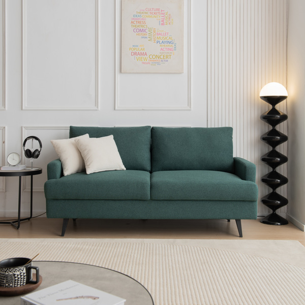 64 英寸 W 布艺软垫双人沙发，带金属腿/高弹性海绵沙发，适用于客厅、卧室、公寓-1