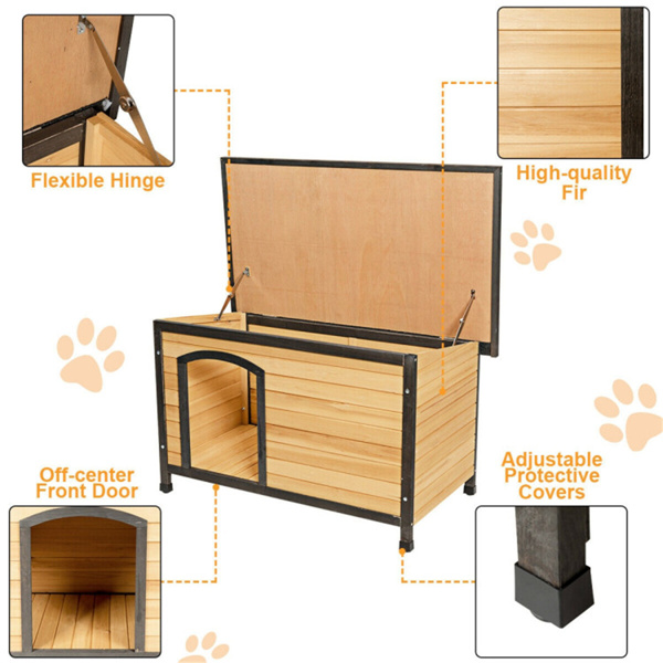 29.3“棕色猫屋 ，木制猫砂盒，沙发旁茶几，床头柜-6