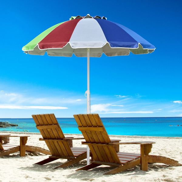 沙滩遮阳伞，带沙锚和倾斜装置的天井遮阳伞，透气设计，便携式遮阳棚，适合海边、后院和池畔使用（周末不发货）-6