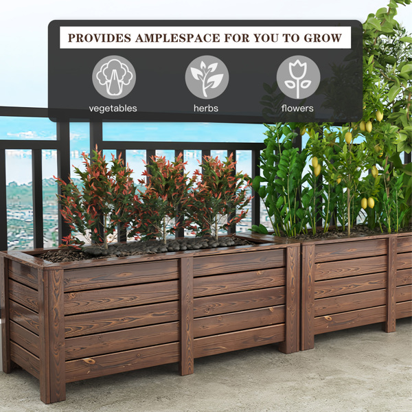 用于种植花卉的木制花园床，花盆花园箱户外花盆箱，用于露台、阳台的木制容器园艺花盆凸起床（47.24in*19.68in*19.68英寸）-3