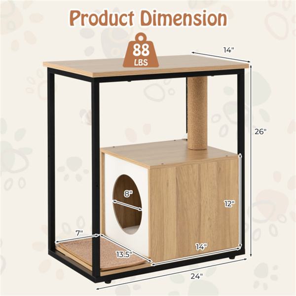 26“猫茶几猫家具尾桌猫屋带抓抓柱（amazon shipping-发货，WALMART禁止销售）周末不发货-2