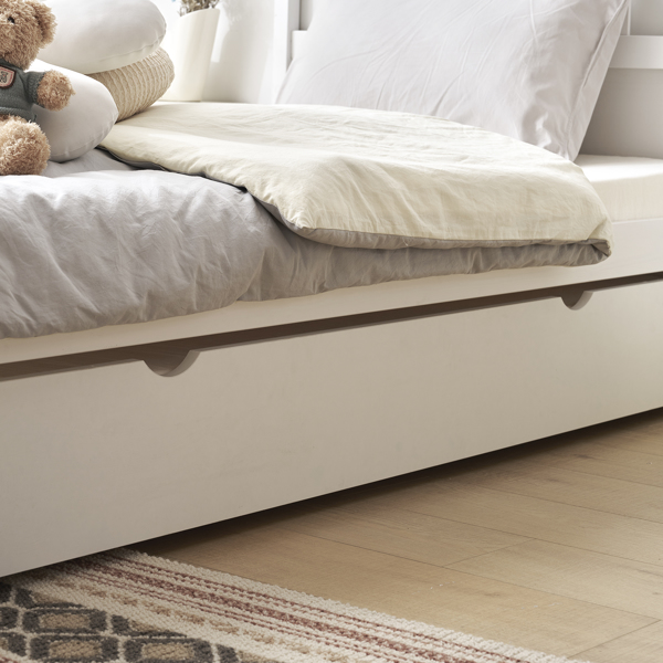  单层床 带拖床 白色 twin 木床 松木 刨花板拖床 N101 美国-13