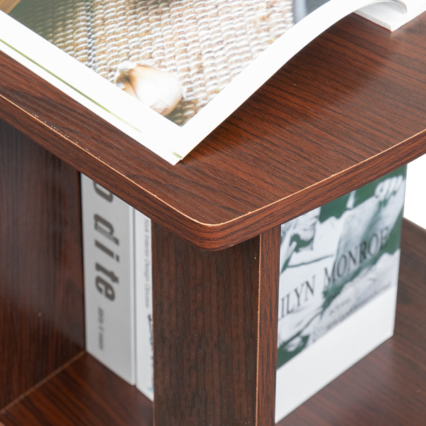 L型木质电脑办公桌带2层置物层-深棕色 【DC】-37