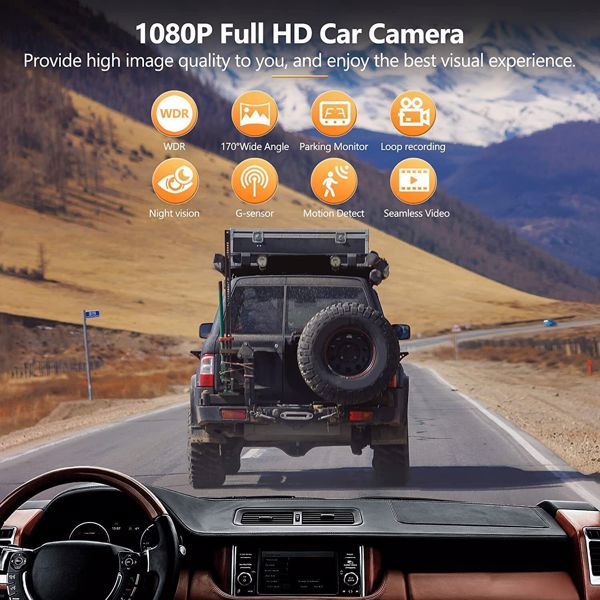 触摸屏行车记录仪 4 英寸 1080P 双镜头车载 DVR 录像机前后摄像头-5