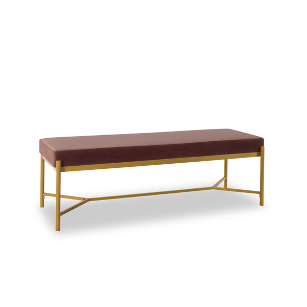 55英寸长软垫长凳天鹅绒床凳末端，用于卧室，客厅或入口通道-2