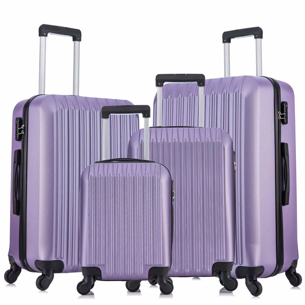 四件套拉杆箱  ABS轻便硬壳旅行箱 紫色-6