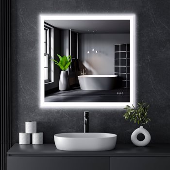 40 * 32 英寸 LED 背光浴室梳妆镜，防雾，可调光，CRI90+，触摸按钮，防水，水平/垂直壁挂式带灯