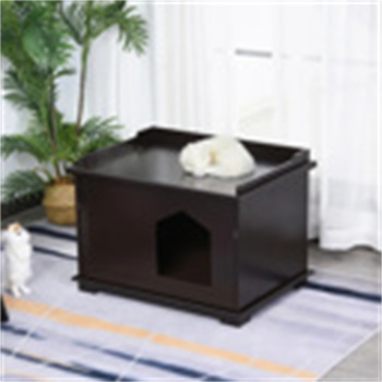 29.3“棕色猫屋 ，木制猫砂盒，沙发旁茶几，床头柜