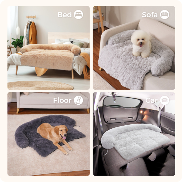 狗床大型狗，蓬松的狗床沙发套，平静的大型狗床，可清洗的家具保护狗垫，非常适合小型、中型和大型狗和猫，深灰色-6