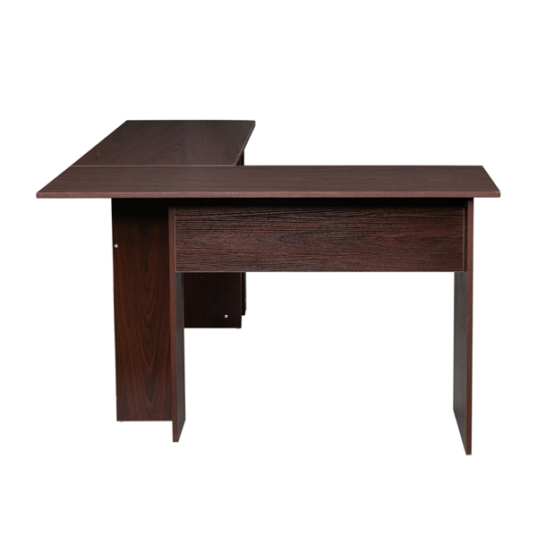 L型木质电脑办公桌带2层置物层-深棕色 【DC】-16