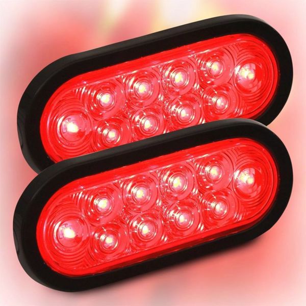 2个10 LED红色6“椭圆形拖车灯停止转弯尾车密封索环插头DOT-3