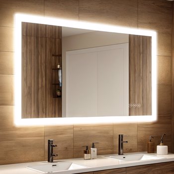 48 * 36 英寸 LED 背光镜浴室带灯，防雾，可调光，带灯镜子（水平/垂直）壁挂式梳妆镜