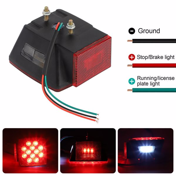 1 Pair Rear LED Submersible Square Trailer Tail Lights Kit Boat Truck Waterproof-5