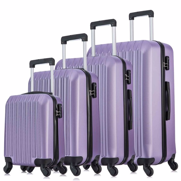 四件套拉杆箱  ABS轻便硬壳旅行箱 紫色-2