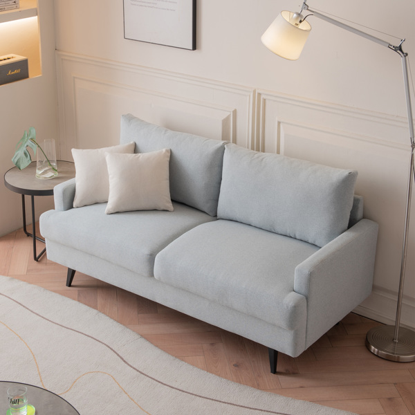 64 英寸 W 布艺软垫双人沙发，带金属腿/高弹性海绵沙发，适用于客厅、卧室、公寓-3