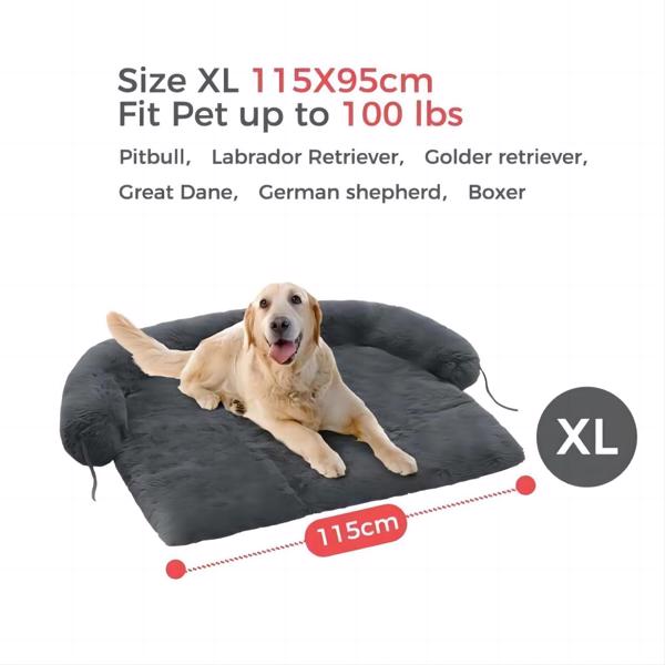 狗床大型狗，蓬松的狗床沙发套，平静的大型狗床，可清洗的家具保护狗垫，非常适合小型、中型和大型狗和猫，深灰色（周末无法发货，请谨慎下单）-5