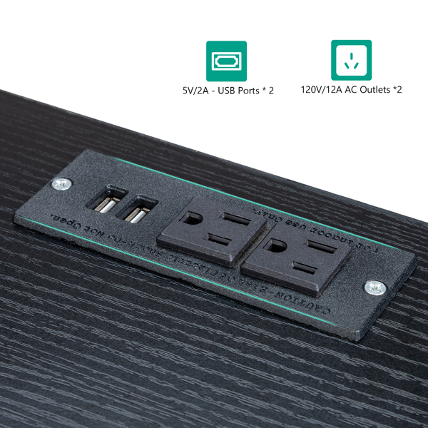  黑色木纹 刨花板 带无纺布抽 140*50*86cm 多层架 电脑桌 带电插座2个USB 2个电源接口 N001-19
