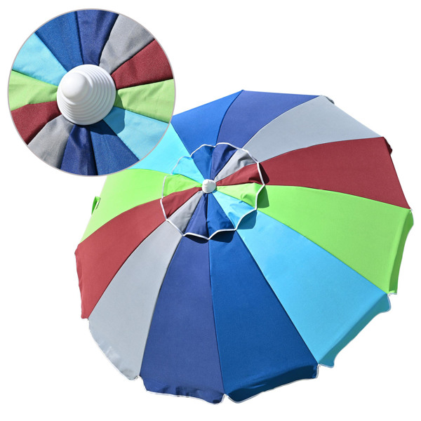 沙滩遮阳伞，带沙锚和倾斜装置的天井遮阳伞，透气设计，便携式遮阳棚，适合海边、后院和池畔使用（周末不发货）-4